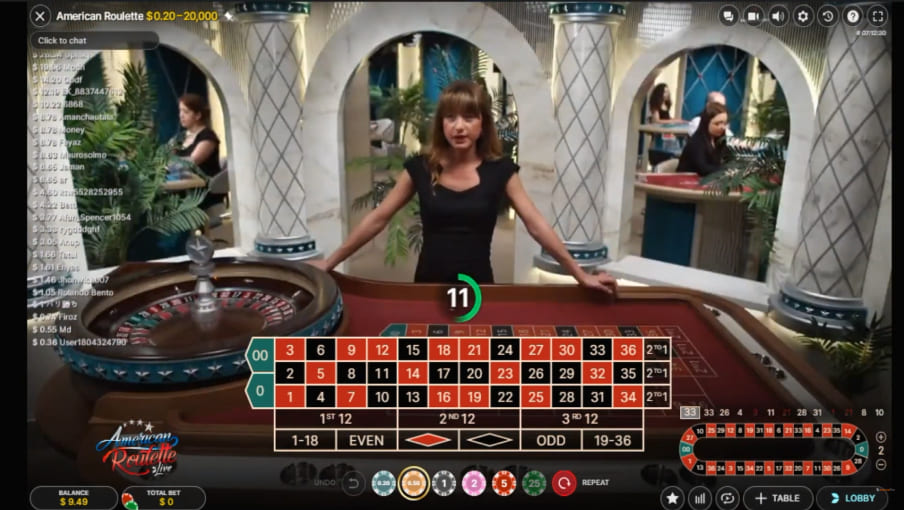 Screen Live American Roulette 2