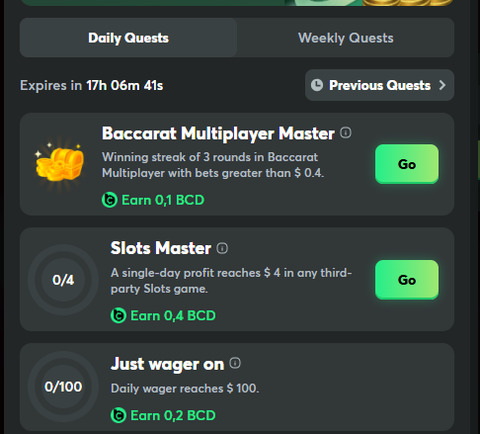 BC.Game casino daily quests