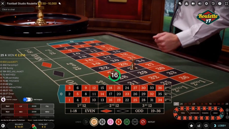Screen Football Studio Roulette 3