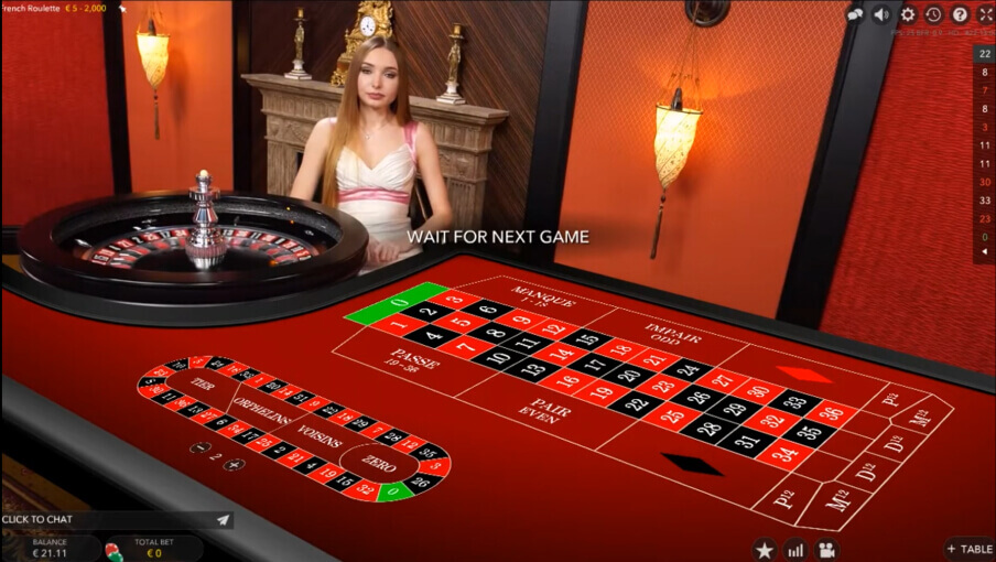 Screen Live French Roulette Gold 1