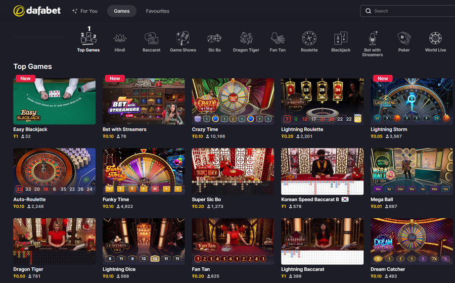 Dafabet games lobby