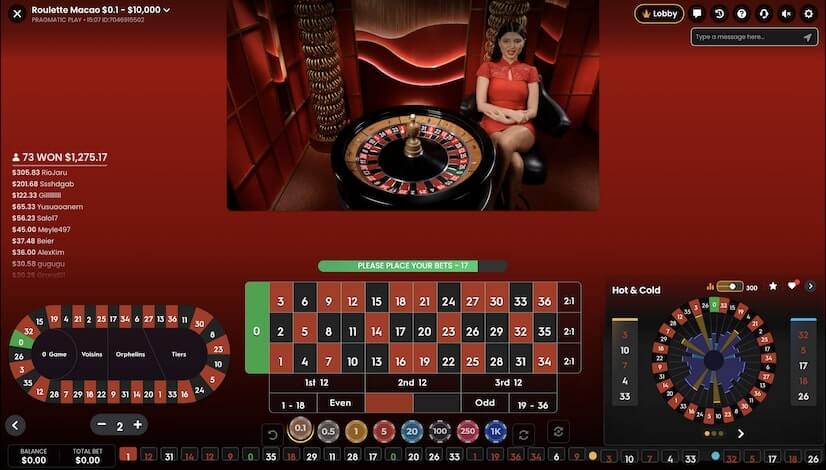 Screen Roulette Macao 1
