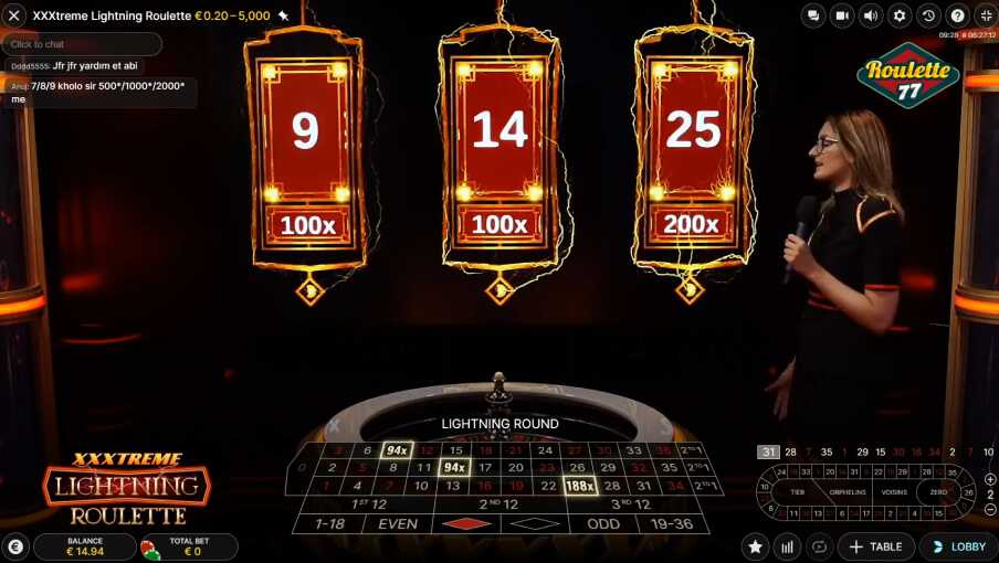 Screen Xxxtreme Lightning Roulette 2